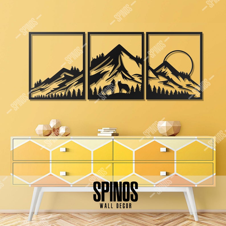 Mountain Wall Decor Landscape Wall Art Forest Wood Sign Etsy
