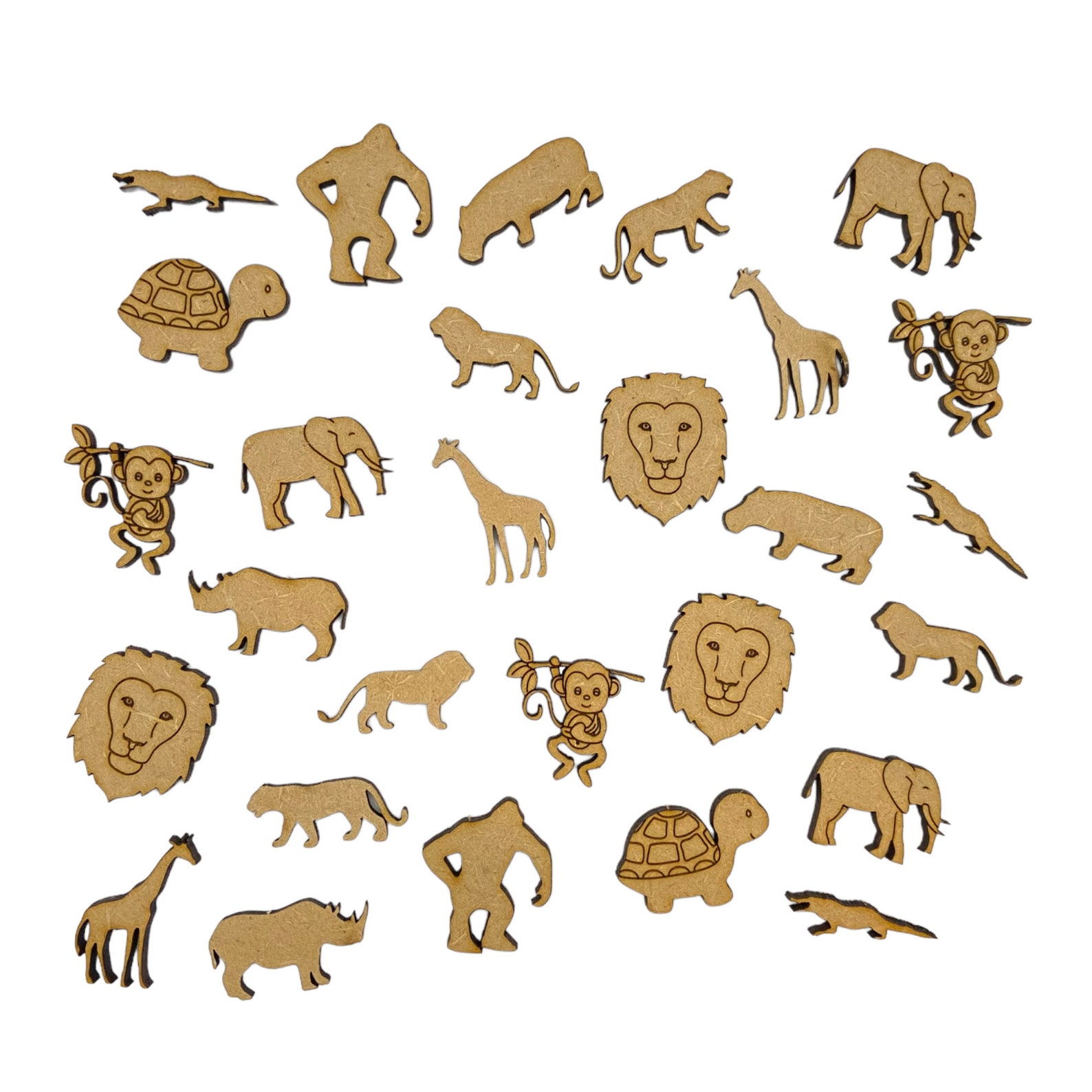 Mdf Animals Zoo Animals Lion Elephant Tortoise Giraffe Monkey Rhino Gorilla Hippo ...