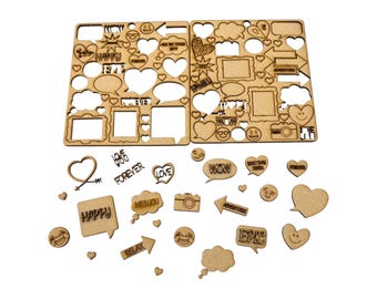 Scrapbook Wooden Embelishment Sets Mdf Lasercut Shapes