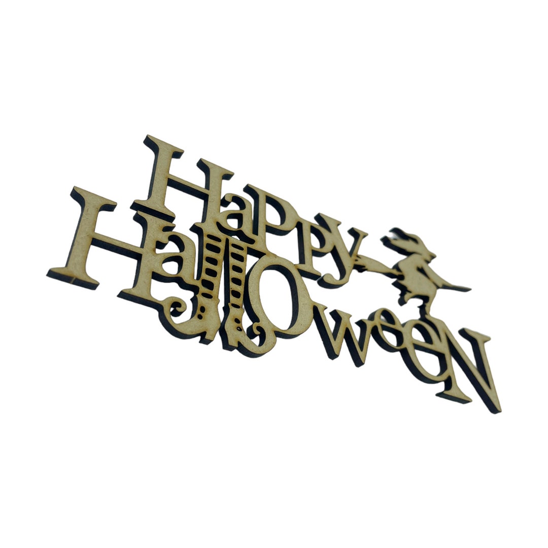1x 20cm Happy Halloween Laser Cut Words Mdf Craft Wreath Etsy