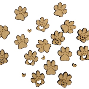 16x 3cm Gatto Cane Zampa Cuore Forme Artigianali Mdf Taglio Laser