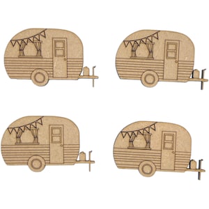 4x 6 cm Caravan Bunting Camping Ozdoba Laserowo Wycinany Kształt Rzemiosła