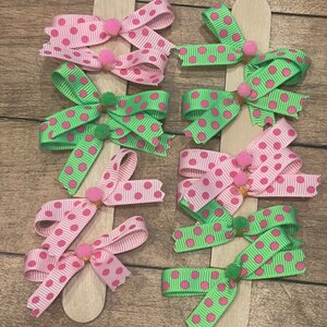 Polka Dot Dog Bows: Pink & Green Sets