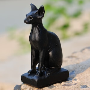 3.2inches Natural Obsidian Carved Sphynx cat,Crystal Sphynx cat Carving,Obsidian Cat,Sphynx cat statue,Home Decor,Gifts