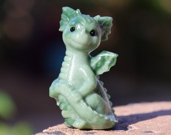 3.2inches Natural Jade Carved Dragon,Crystal Dragon Carving,Jade Dragon,Dragon statue,Home Decor,Gifts