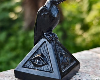 2.8inches Natural Obsidian Carved Evil Eyes Crow,Crystal Crow Carving,Obsidian Crow,Crow statue,Home Decor,Gifts