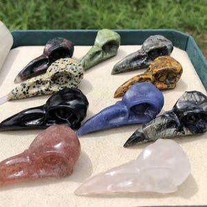 2,2 inch natuurlijk kwartskristal gesneden kraaienschedel, kristallen kraai, gesneden kraaienschedel, kristallen schedel, energiekristal, interieur, kristallen geschenken
