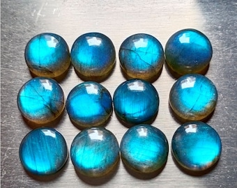 Mind Blowing AAA+++Top Rare Labradorite Round Shape Cabochon, 5-30mm flat back Cab 5,6,7,8,9,10,11,12,13,14,15,16,17,18,19,20,25,30 mm sizes