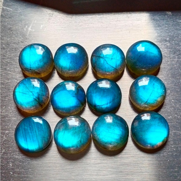 Mind Blowing AAA +++ Top Rare Labradorite Forme Ronde Cabochon, 5-30mm cab dos plat 5,6,7,8,9,10,11,12,13,14,15,16,17,18,19,20 ,tailles 25,30 mm