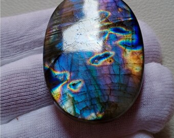 Likable Unique Multi Rare Fire Labradorite Cabochon, Pendant Jewelry Making Gemstone, Labradorite Stone 51X35X7 mm 125 Crt