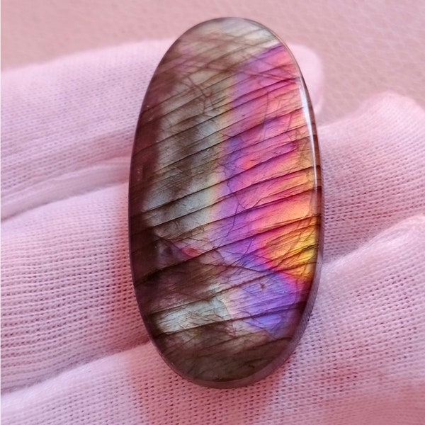 Likable Unique Multi Rare Fire Labradorite Cabochon, Pendant Jewelry Making Gemstone, Labradorite Stone 45X22X5 mm 56 Crt