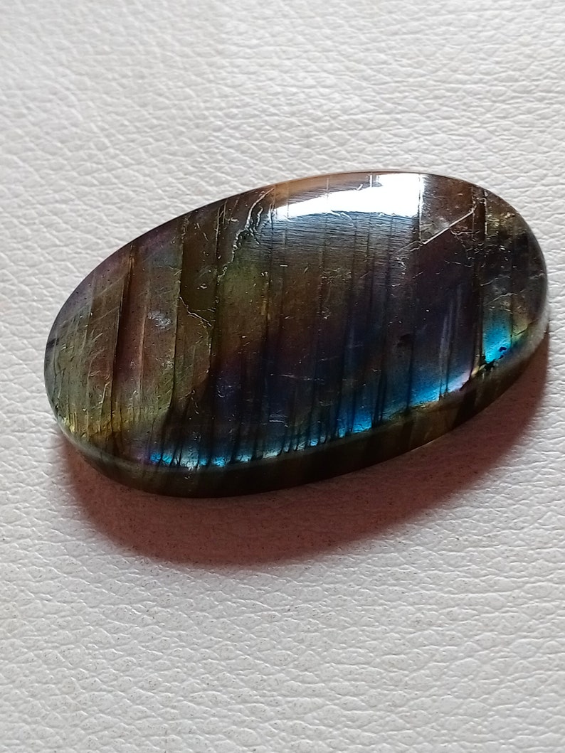 Gorgeous Unique Multi Rare Yellow Flashy Labradorite Cabochon Pendant Jewelry Making Stone 45X28X8 mm 108 Crt Labradorite Stone image 4