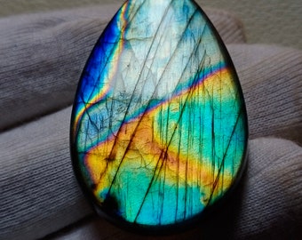 Likable Unique Multi Rare Fire Labradorite Cabochon Pendant Jewelry Making Stone 45X28X8 mm 88 Crt Labradorite Stone