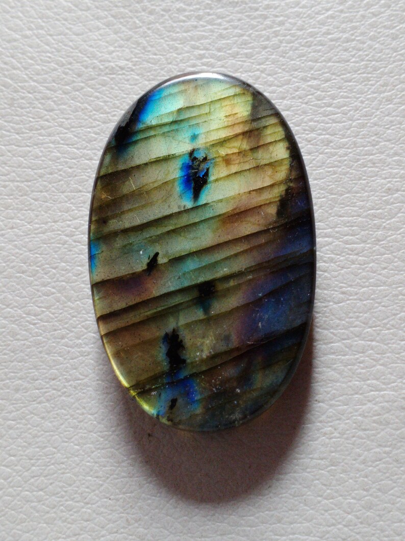 Gorgeous Unique Multi Rare Yellow Flashy Labradorite Cabochon Pendant Jewelry Making Stone 45X28X8 mm 108 Crt Labradorite Stone image 5