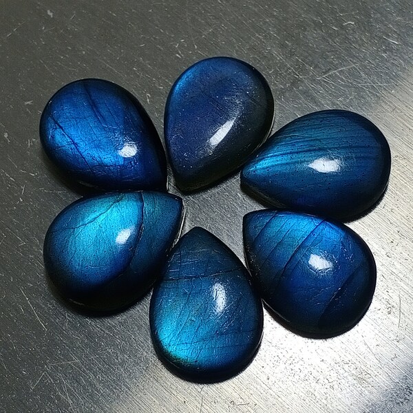 AAA+++Top Sky Blue Labradorite Pear Shape Cabochon, flat back Cab 6X8 mm - 20X30 mm sizes Jewelry Making Stone