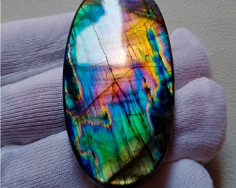 Beautiful Unique Multi Rare Flashy Labradorite Cabochon, Pendant Jewelry Making Gemstone, Labradorite Stone 64X31X7 mm 161 Crt