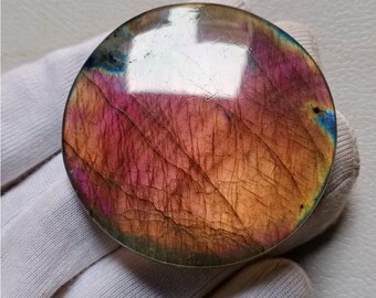 Amazing Unique Multi Rare Pink Fire  Labradorite Cabochon Silver Pendant Jewelry Making Stone, Labradorite Stone 50X50X6 mm 164 Crt