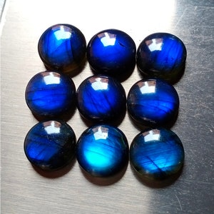 AAA+++Top Rare Dark Blue Labradorite Round Shape Cabochon, 5-30mm flat back Cab 5,6,7,8,9,10,11,12,13,14,15,16,17,18,19,20,25,30 mm sizes