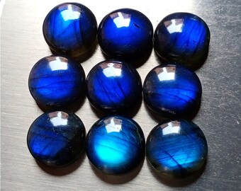 AAA+++ Cabochon a forma rotonda in labradorite blu scuro più raro, cabina con retro piatto da 5-30 mm 5,6,7,8,9,10,11,12,13,14,15,16,17,18,19,20 ,dimensioni 25,30 mm