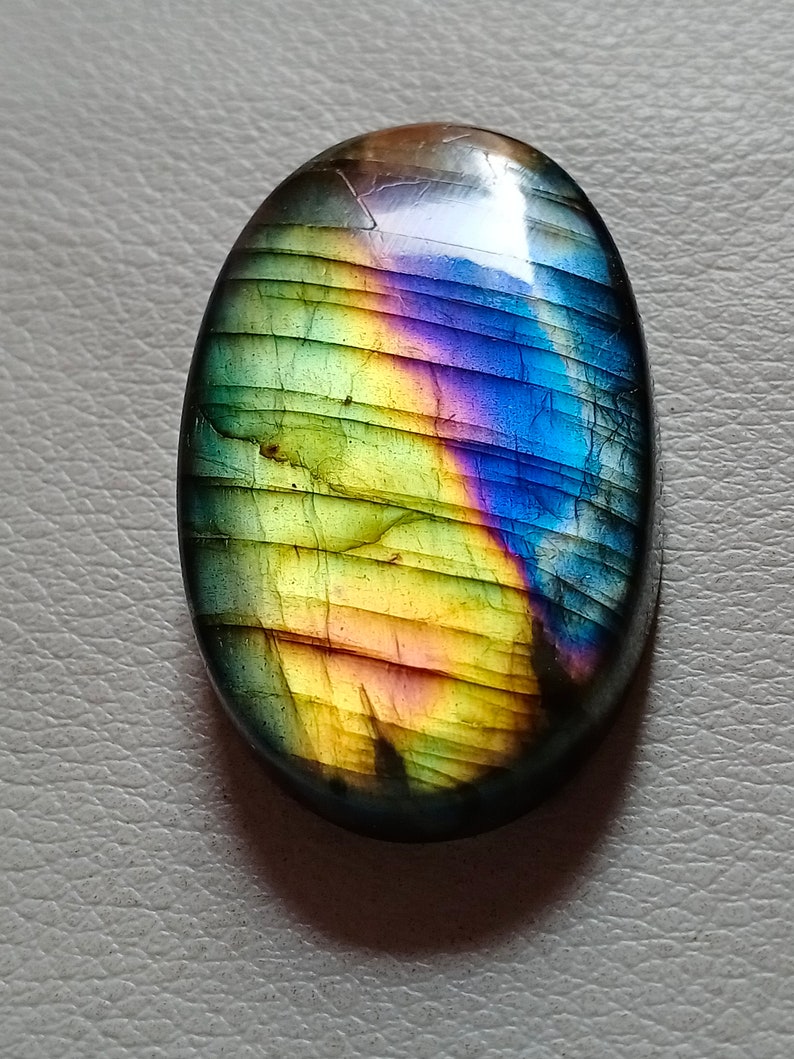 Gorgeous Unique Multi Rare Yellow Flashy Labradorite Cabochon Pendant Jewelry Making Stone 45X28X8 mm 108 Crt Labradorite Stone image 3