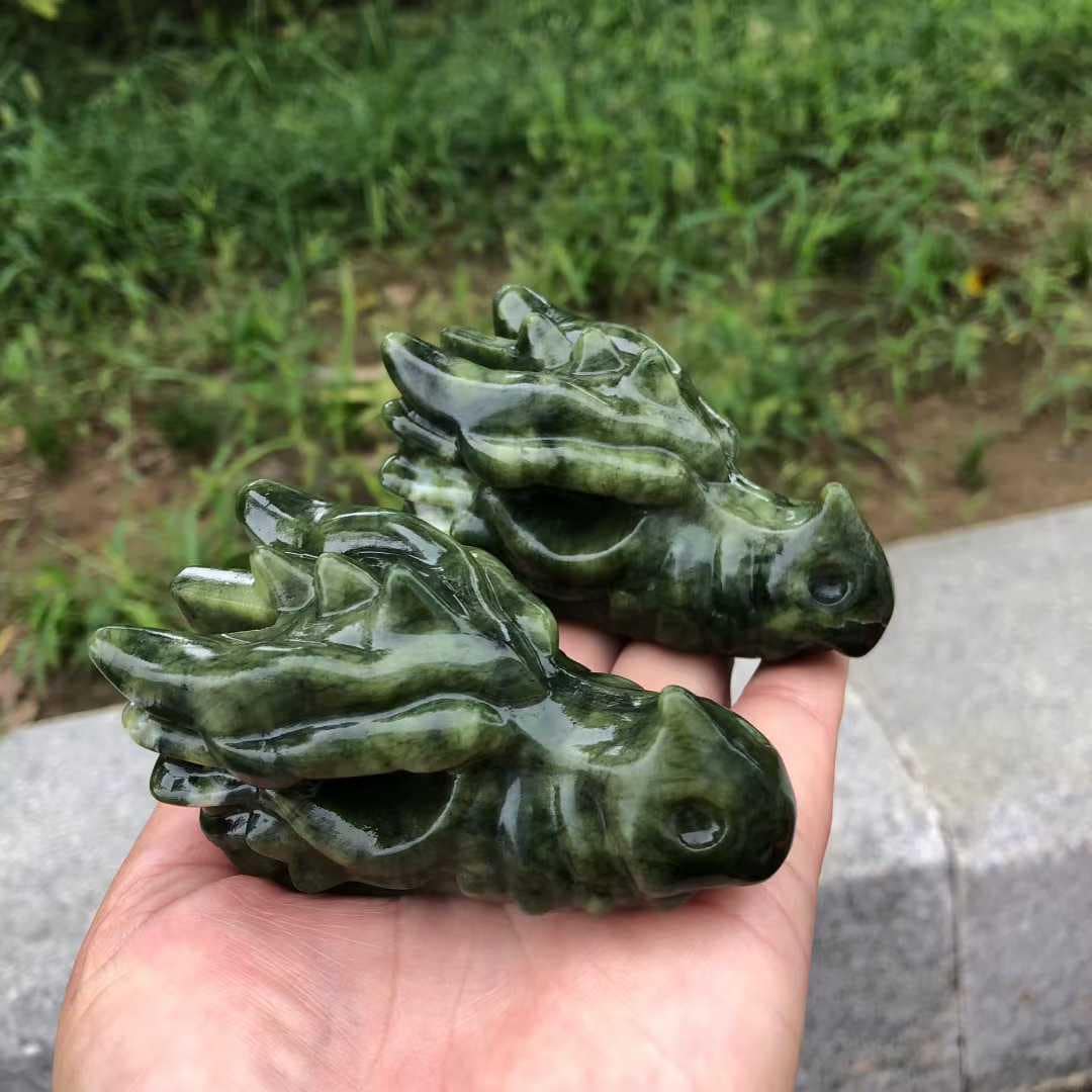 手彫り翡翠龍像：3.2インチ天然クリスタルホームデコレーション - Etsy