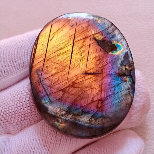 Gorgeous Unique Multi Rare Fire Labradorite Cabochon, Pendant Jewelry Making Gemstone, Labradorite Stone 58X45X7 mm 178 Crt