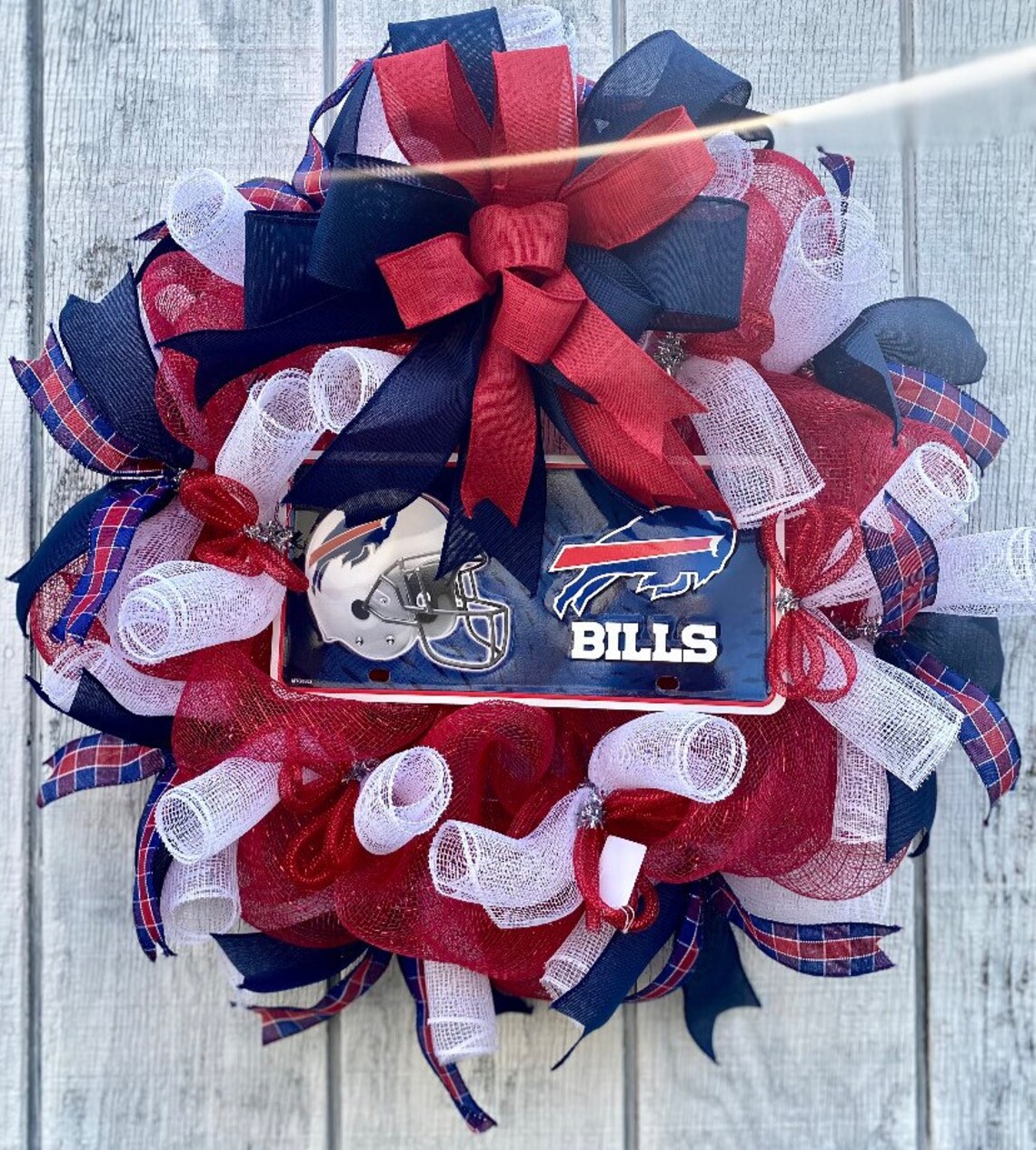 Buffalo Bills Wreath Football Wreath Mancave Home Decor Etsy