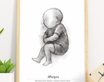 Personalized Baby Birth Stats Poster: Custom Nursery Art (Digital Download A4/A3/Custom Size)