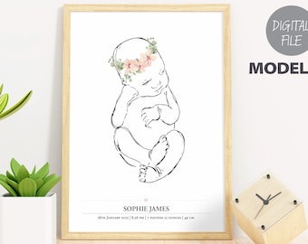Personalized Baby Birth Stats Poster: Keepsake Art (Digital Download)