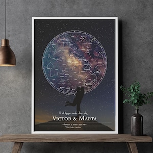 Mappa stellare personalizzata, Stampa del cielo notturno per data, Poster personalizzato della mappa stellare, La notte che ci siamo incontrati, Regalo di anniversario, FILE DIGITALE, Regalo di nozze