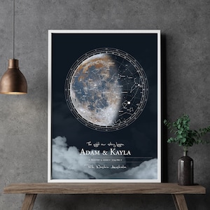 Fase lunar personalizada / Mapa de estrellas personalizado / Arte de regalo personalizado / Fase lunar personalizada / Mapa de estrellas personalizado y fase lunar