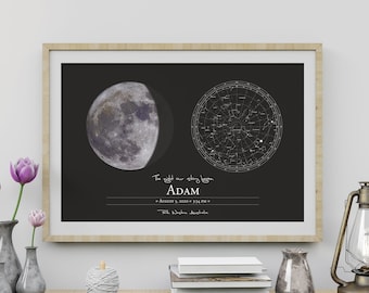 Birth Poster | Custom Moon Phase | Custom Star Map | Personalized moon phase | Custom Star Map & Moon Phase