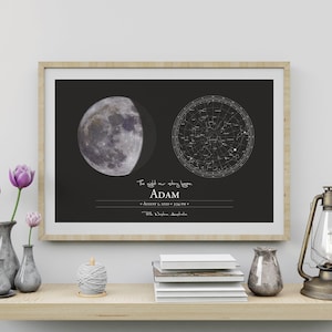 Geburt Poster | Benutzerdefinierte Mondphase | Benutzerdefinierte Sternenkarte | Personalisierte Mondphase | Benutzerdefinierte Sternenkarte & Mondphase