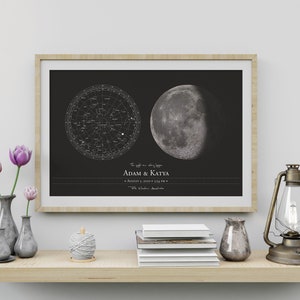 Mondphase | Benutzerdefinierte Sternenkarte | Geburt Poster | Personalisierte Mondphase | Benutzerdefinierte Sternenkarte & Mondphase