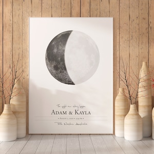 Aangepaste maanfase | Gepersonaliseerde | voor cadeaukunst Gepersonaliseerde | van de maanfase Kunst aan de muur |