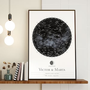 Geburtsposter | Personalisierte Digitale Sternenkarte mit Mondphase, personalisiertes Sternenkarte Poster, Jubiläumsgeschenk, Hochzeitsgeschenk | DIGITALE DATEI