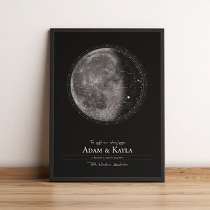 Fase lunare personalizzata / Mappa stellare personalizzata / Arte regalo personalizzata / Fase lunare personalizzata / Mappa stellare personalizzata e fase lunare