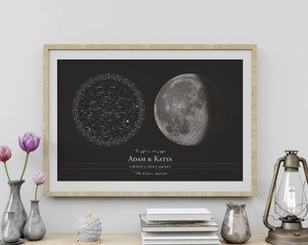 Moon Phase | Custom Star Map | Birth Poster | Personalized moon phase | Custom Star Map & Moon Phase