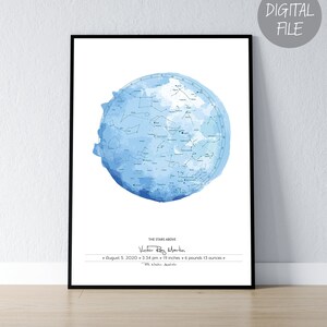 Custom Star Map | Night sky map by date gift watercolor, DIGITAL FILE | Birth poster personalized
