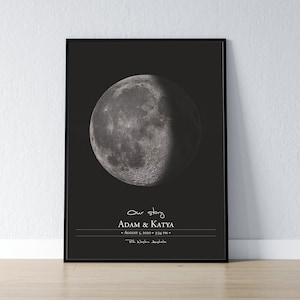 Aangepaste maanfase | Gepersonaliseerde cadeaukunst | Gepersonaliseerde maanfase | Kunst aan de muur |