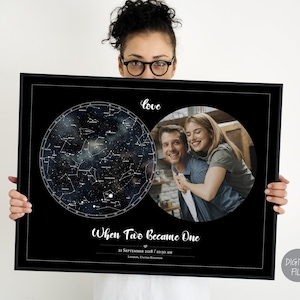 Personalisierte Sternkarte mit Foto, personalisiertes Jahrestagsgeschenk, Geschenkidee für Ehemann, Geschenke für Frau, Hochzeitsgeschenkidee, DIGITALER DOWNLOAD