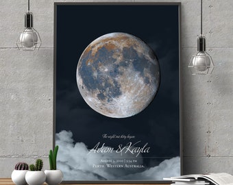 Phase de lune personnalisée | Art cadeau personnalisé | Phases de lune personnalisées | Art mural |