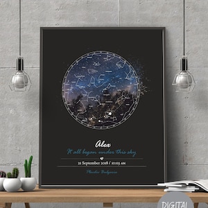 Mappa stellare personalizzata, Stampa del cielo notturno per data, Poster della carta stellare personalizzata, La notte in cui ci siamo incontrati, Regalo di anniversario, FILE DIGITALE, Regalo di nozze