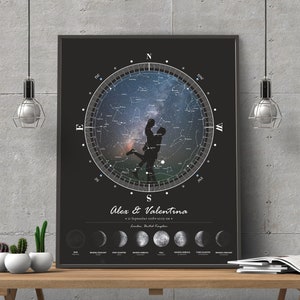 Custom Star Map | Night sky map by date gift watercolor, DIGITAL FILE | Birth poster personalized