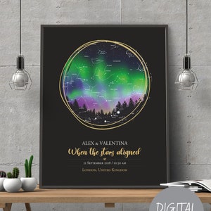 Custom Star Map, Night Sky Print by Date, Personalized Star Chart Poster, The night we met, digital files, Birth Poster, Wedding present