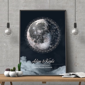 Fase lunare personalizzata / Mappa stellare personalizzata / Arte regalo personalizzata / Fase lunare personalizzata / Mappa stellare personalizzata e Fase lunare