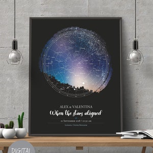 Mappa stellare personalizzata, Stampa cielo notturno per data, Poster personalizzato della carta stellare, La notte in cui ci siamo incontrati, file digitali, Poster di nascita, Regalo di nozze