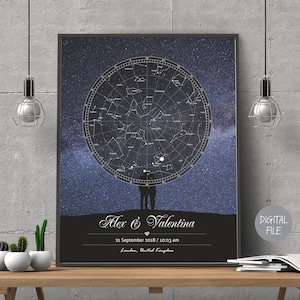 Custom Star Map, Night Sky Print by Date, Personalized Star Chart Poster, The night we met, Anniversary gift, DIGITAL FILE, Wedding present