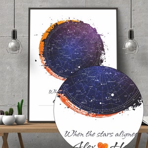 Custom Star Map Night sky map by date gift watercolor, DIGITAL FILE Birth poster personalized image 5