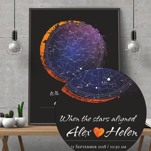 Custom Star Map Night sky map by date gift watercolor, DIGITAL FILE Birth poster personalized image 6